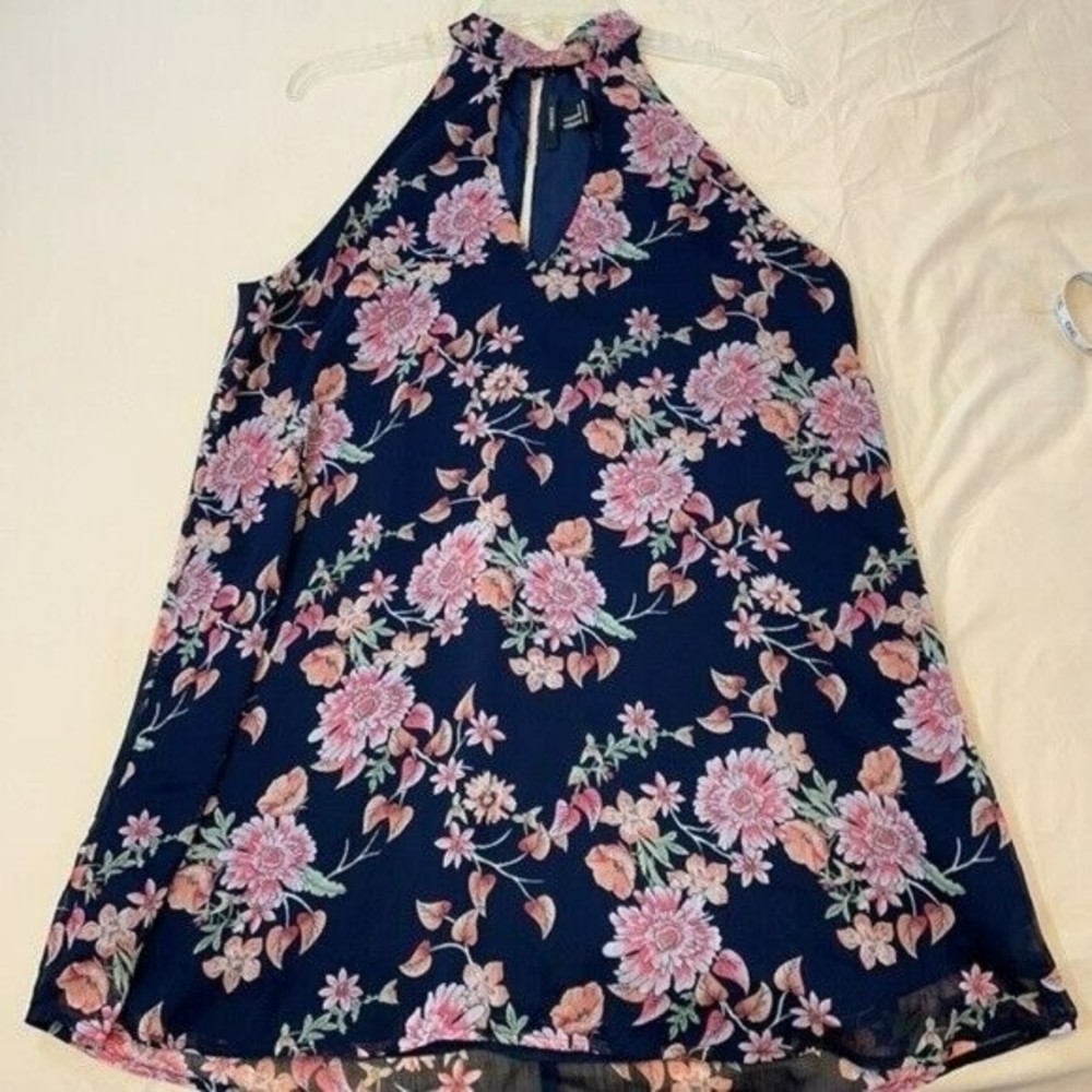 Forever 21 Floral Mini Dress, Sleeveless, Choker Neck, Keyhole Back, Lined, Med.